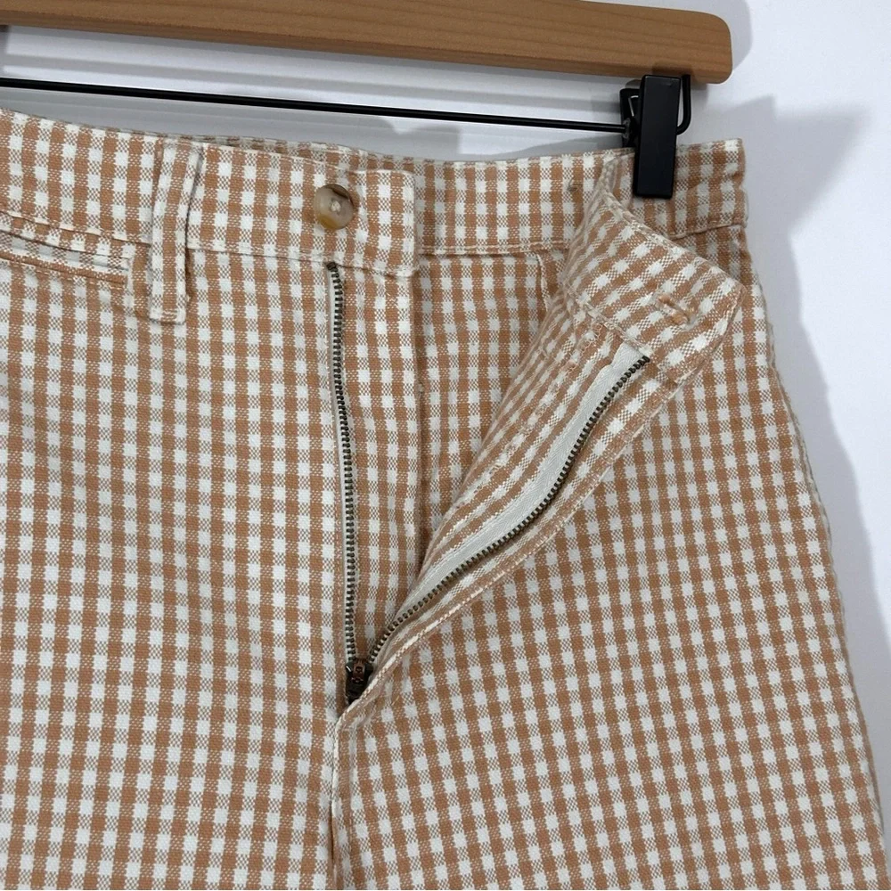 Madewell Gingham Emmett Wide Leg Crop Pants Tan White Size 28 - Picture 7 of 12